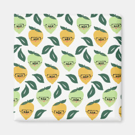 Cute Lemon Tecknad med glasögon Mönster Magnet
