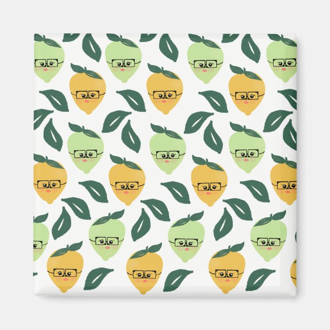 Cute Lemon Tecknad med glasögon Mönster Magnet (Framsidan)