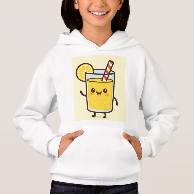 Cute Lemonade Drink Cartoon White Hoodie T Shirt (Framsida)