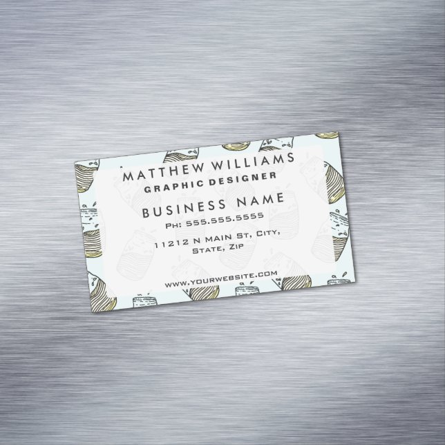 Cute Lemonade Mason Burk sommardryck Teal Mönster Magnetiska Visitkort (In Situ)