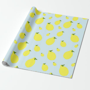 Cute Lemons Citrus Fruit Mönster Baby Shower Presentpapper