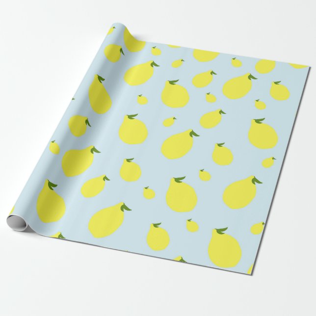 Cute Lemons Citrus Fruit Mönster Baby Shower Presentpapper (Utrullad)