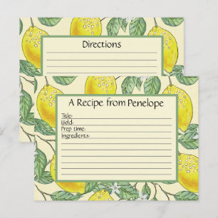 Cute Lemons Mönster och Namn Skriva på receptkort Vykort