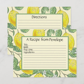 Cute Lemons Mönster och Namn Skriva på receptkort Vykort