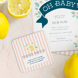 Cute Lemons Rosa Rand Botaniska diaper Raffle Tilläggskort