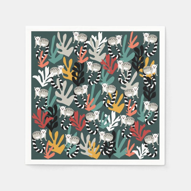 Cute Lemur Papper Napkins Pappersservett (Framsidan)