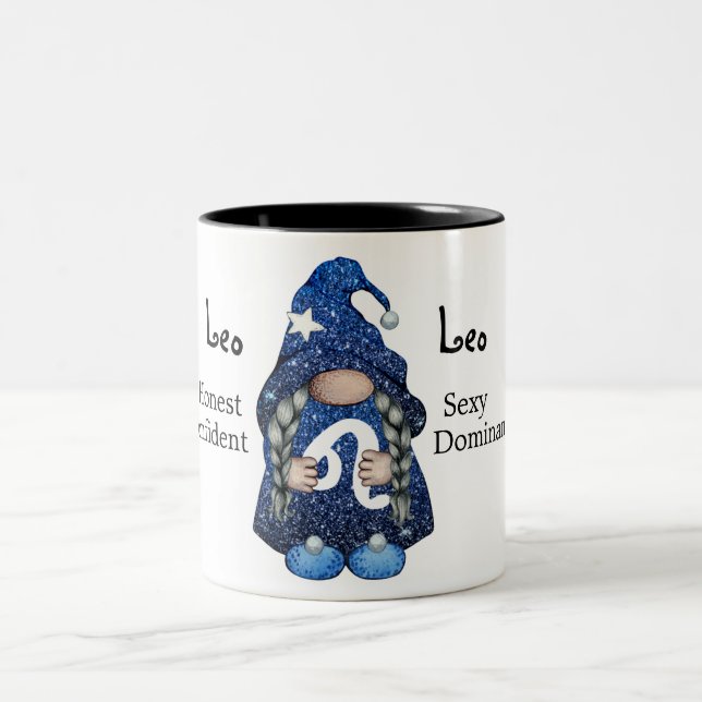 Cute Leo Gnome Zodiac-tecken Två-Tonad Mugg (Center)