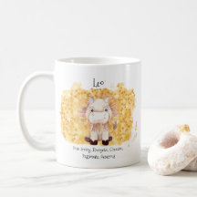 Cute Leo Lejonare Watercolor Bull Zodiac Monogram