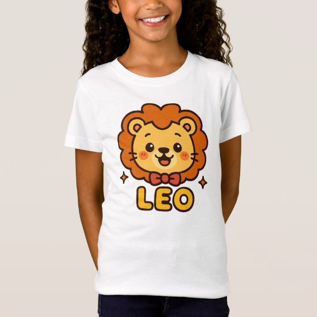 Cute Leo Zodiac Lejon - Tecknad Astrology Design T Shirt (Framsida)