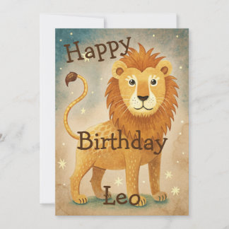 Cute Leo Zodiac Sign Birthday Julkort