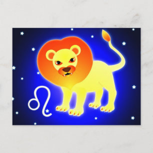 Cute Leo Zodiac Vykort