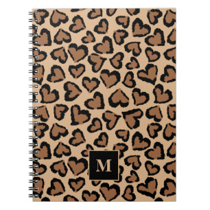 Cute Leopard Anpassningsbar Monogram Anteckningsbok