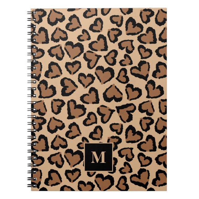 Cute Leopard Anpassningsbar Monogram Anteckningsbok (Framsidan)