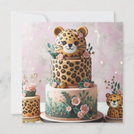 CUTE LEOPARD BARNS FÖDELSEDAG CAKE KORT