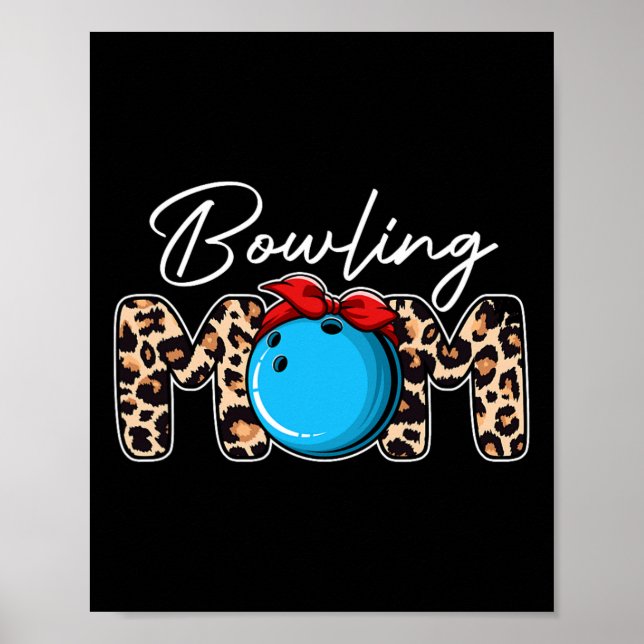 Cute Leopard Bowling Mamma Mamma Sport Älskare Mor Poster (Framsidan)