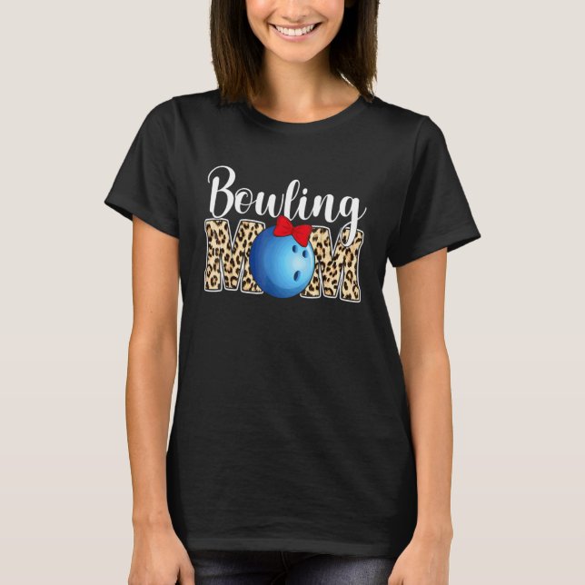 Cute Leopard Bowling Mamma Mamma Sport Mors dag T Shirt (Framsida)