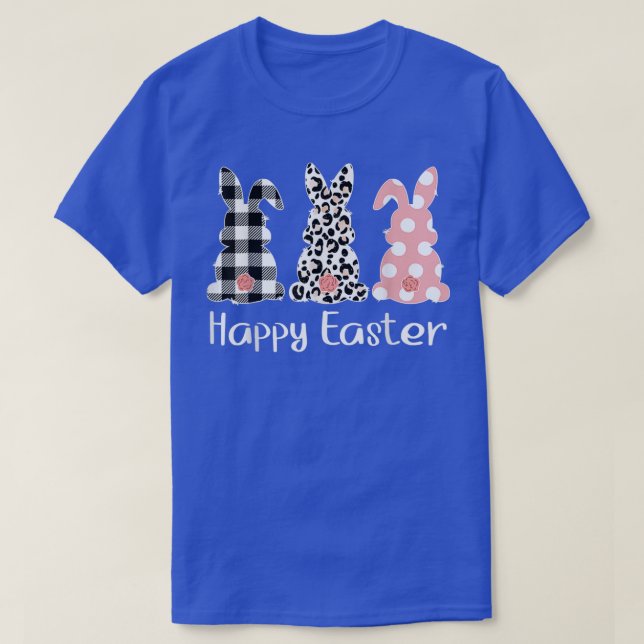 Cute Leopard Bunny Vår Hunt Eggs Rabbit Lycklig E T Shirt (Design framsida)