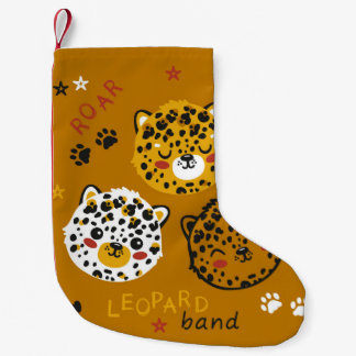 Cute Leopard Cat Ansikte Teckning. Little Funny Ch Liten Julstrumpa