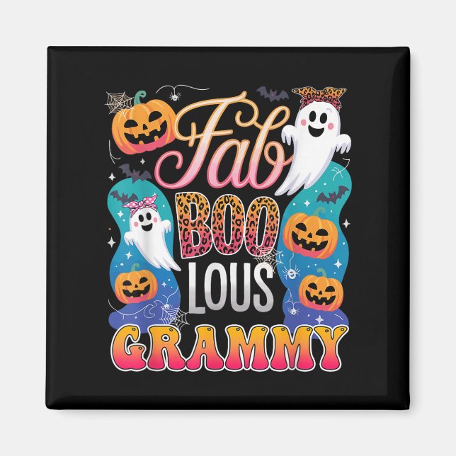 Cute Leopard Fab Boo Lous Grammy Soky Halloween Co Magnet (Framsidan)