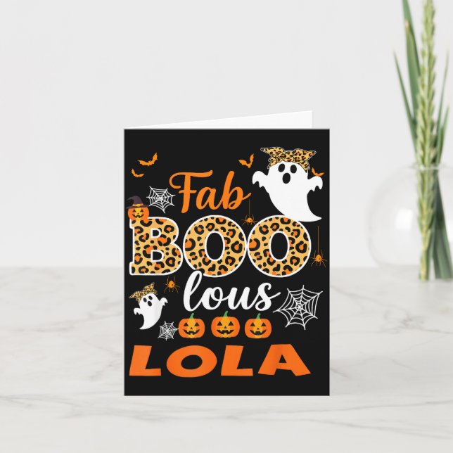 Cute Leopard Fab Boo Lous Lola Soky Halloween Cost Kort (Framsida)