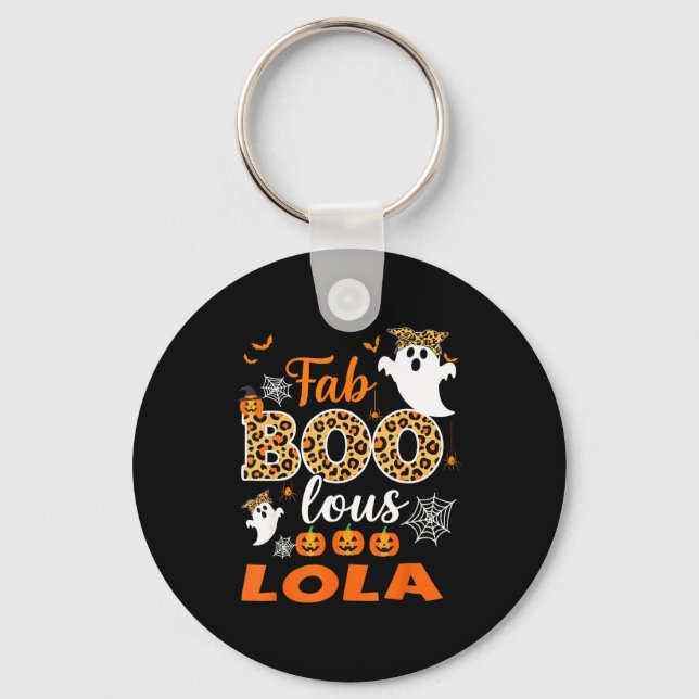 Cute Leopard Fab Boo Lous Lola Soky Halloween Cost Nyckelring (Framsida)