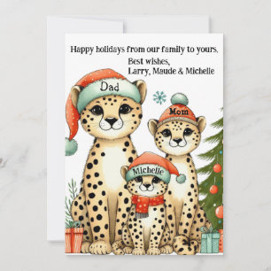 Cute Leopard Family Personlig Julkort