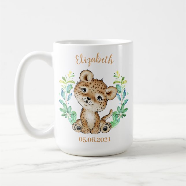 Cute Leopard, födelsedagskaffe Mugg (Vänster)