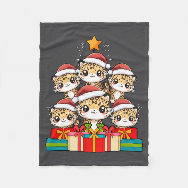 Cute Leopard Gecko Le Lizard Christmas Tree Xmas H Fleecefilt (Framsidan)