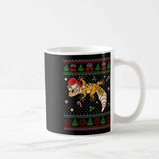 Cute Leopard Gecko Santa Hat Ugly God Jul Sweate Kaffemugg (Höger)