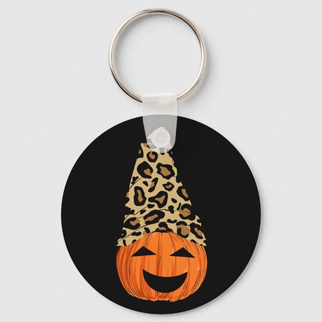 Cute Leopard Hat Pumpkin Nyckelring (Framsida)
