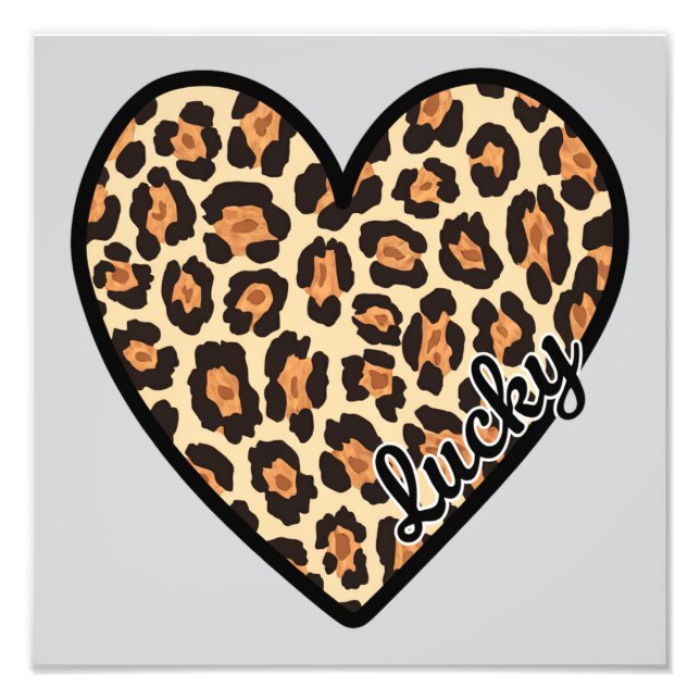 Cute Leopard Heart Valentine Day-gåva Fototryck (Framsidan)