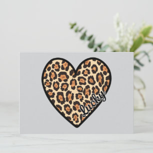 Cute Leopard Heart Valentine Day-gåva Inbjudningar