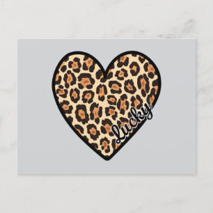 Cute Leopard Heart Valentine Day-gåva Vykort
