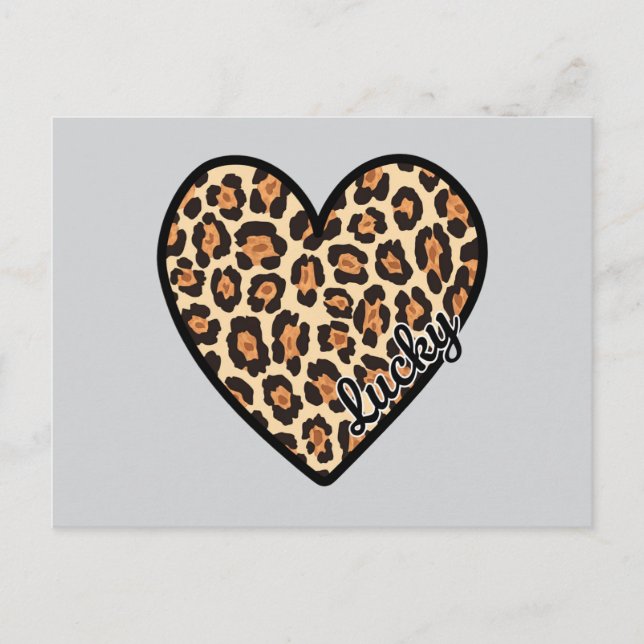Cute Leopard Heart Valentine Day-gåva Vykort (Framsida)