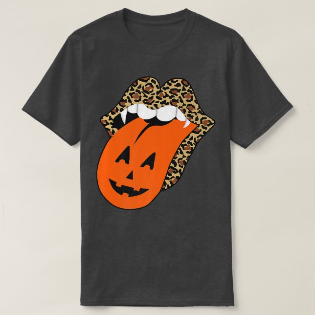 Cute Leopard Lips Halloween Lips Vampire Mouth Pum T Shirt (Design framsida)