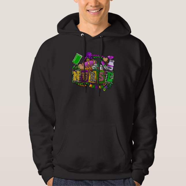 Cute Leopard Nurse Mardi Gras Festival Party Nursi Hoodie (Framsida)