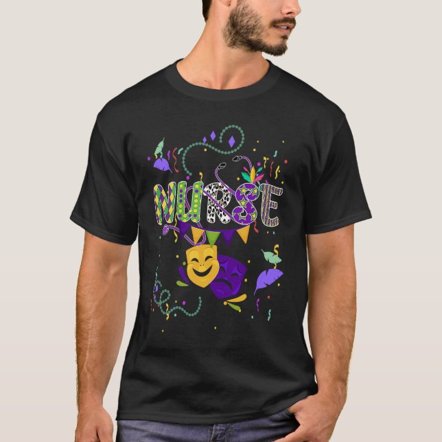 Cute Leopard Nurse Mardi Gras Festival Party Nursi T Shirt (Framsida)