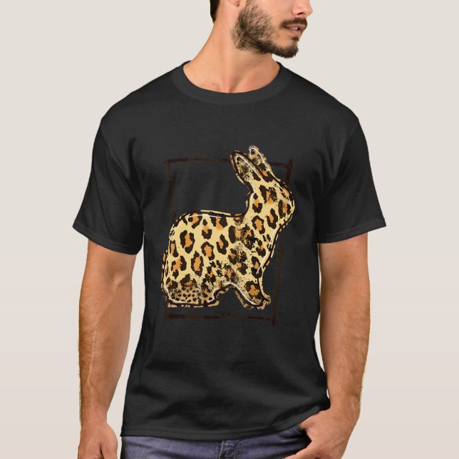 Cute Leopard Påskhare Glad påsk T Shirt (Framsida)