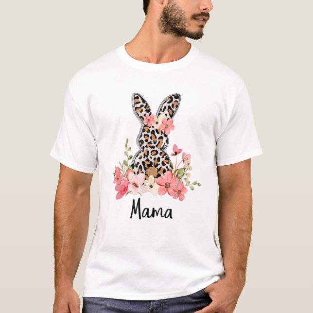 Cute Leopard Påskhare Rabbit Glad påsk Mamma T Shirt (Framsida)