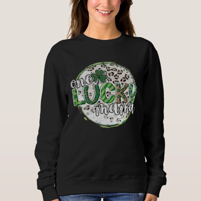 Cute Leopard Plaid St Patrick s Day One Lucky Mama T Shirt (Framsida)
