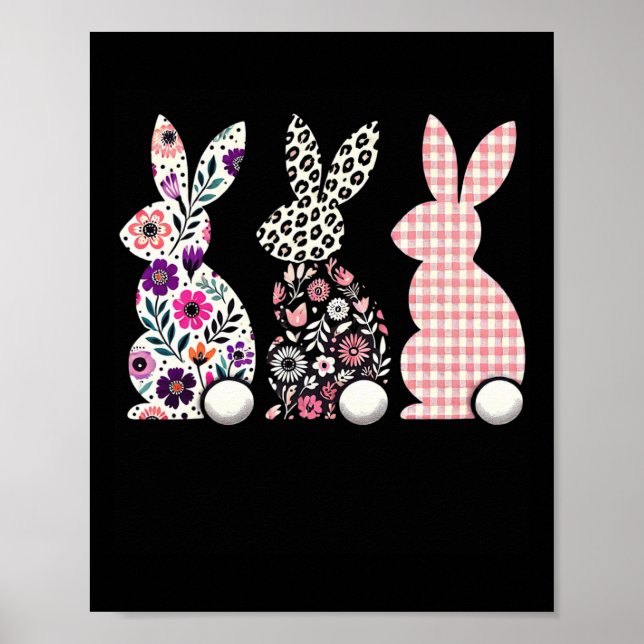 Cute Leopard Play Flower Blommigt Glad påsk Bunn Poster (Framsidan)