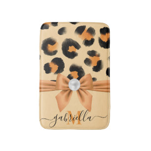 Cute Leopard Print and Bow Badrumsmatta