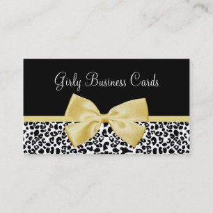 Cute Leopard Print Boutique Söt Gult Ribbon Visitkort
