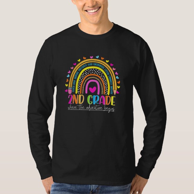 Cute Leopard Rainbow 2nd Grade Where The Adventure T Shirt (Framsida)