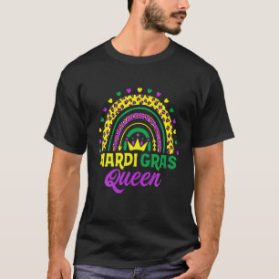 Cute Leopard Rainbow Mardi Gras Queen Women Girls T Shirt