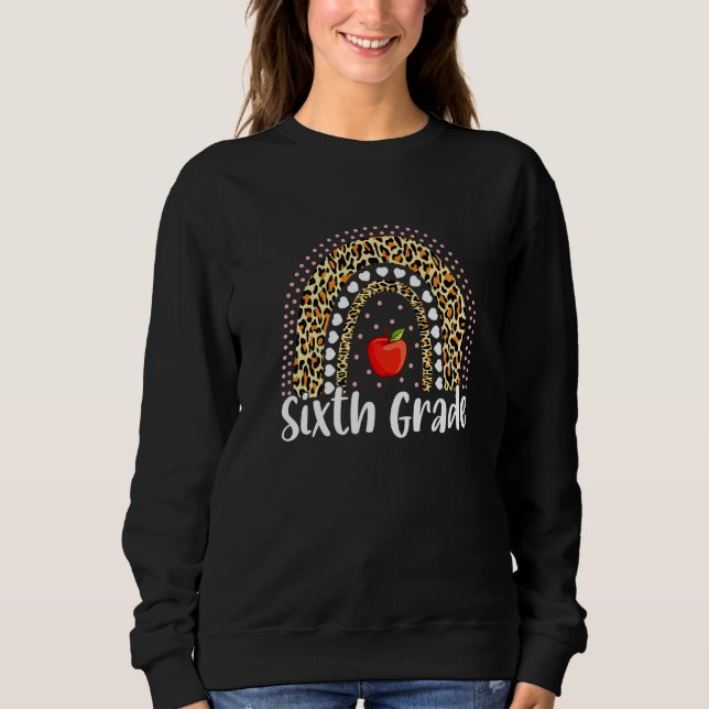 Cute Leopard Rainbow sjätte Klass-läraren tillbaka T Shirt (Framsida)