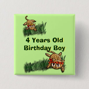 Cute Leopard Safari Birthday bjudande Magnet Knapp
