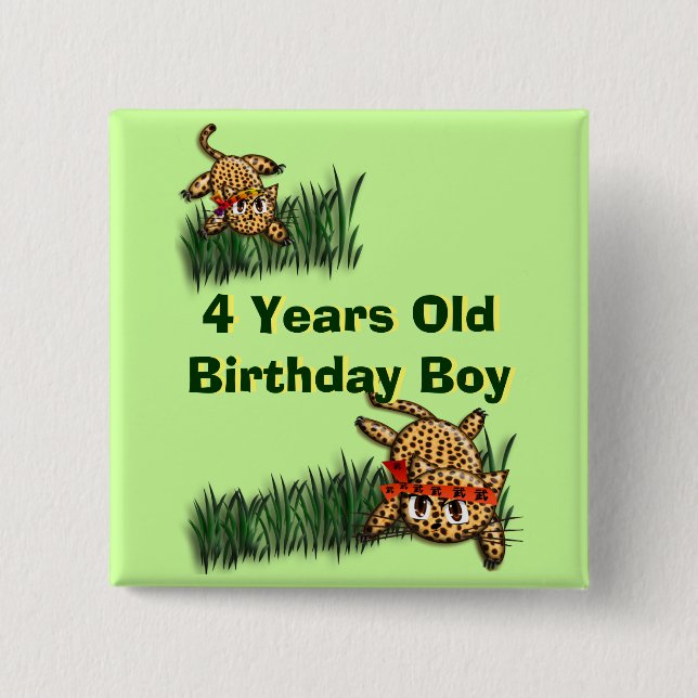 Cute Leopard Safari Birthday bjudande Magnet Knapp (Framsida)