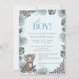 Cute Leopard Safari Boy Baby Shower Inbjudningar
