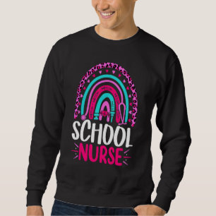 Cute Leopard School Nurse Rainbow Back to school G Lång Ärmad Tröja